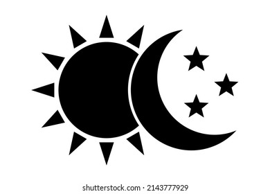 Sun moon icon illustration isolated vector sign symbol.