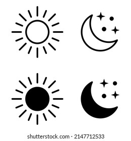 Sun moon icon illustration isolated vector sign symbol.