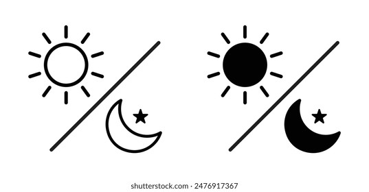 Sun moon icon illustration isolated vector sign symbol. silhouette icons. Morning and night. Day and night weather forecast symbol