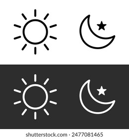 Sun moon icon illustration isolated vector sign symbol. silhouette icons. Morning and night. Day and night weather forecast symbol