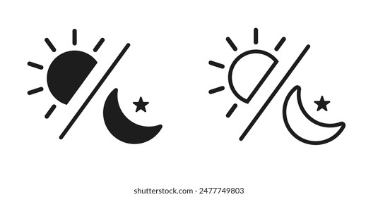 Sun moon icon illustration isolated vector sign symbol. silhouette icons. Morning and night. Day and night weather forecast symbol