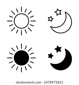 Sun moon icon illustration isolated vector sign symbol.