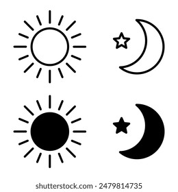 Sun moon icon illustration isolated vector sign symbol.