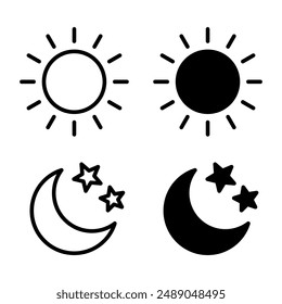 Sun moon icon illustration isolated vector sign symbol.