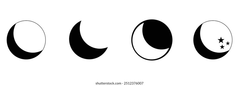 Sun moon icon illustration isolated vector sign symbol. silhouette icons. Morning and night. Day and night weather forecast symbol. design eps 10