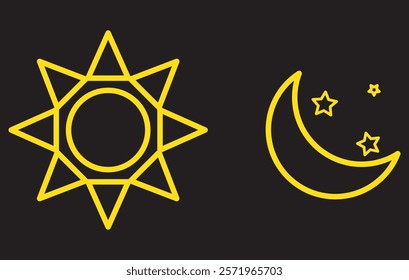 Sun moon icon illustration isolated vector sign symbol. silhouette icons. Morning and night. Day and night weather forecast symbol