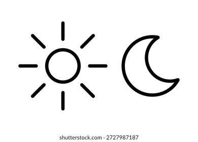 Sun moon icon illustration isolated vector sign symbol. silhouette icons. Morning and night. Day and night weather forecast symbol
