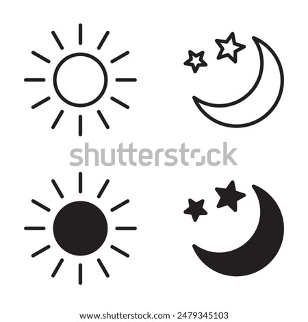 Sun moon icon illustration isolated vector sign symbol.
