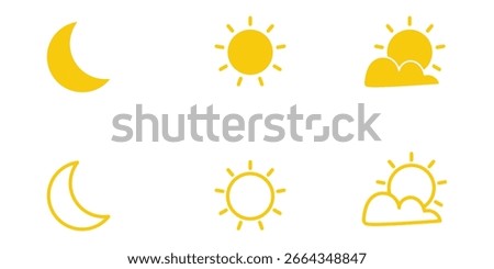 Sun moon icon illustration isolated vector sign symbol on a white background. Yellow Sun and Moon icon. Vector illustration. Eps10