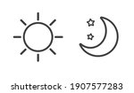 Sun and moon icon isolated on white background. Day and night. Vector illustration.