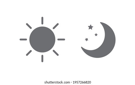 Sun and moon icon isolated on white background. Day and night. Vector illustration.