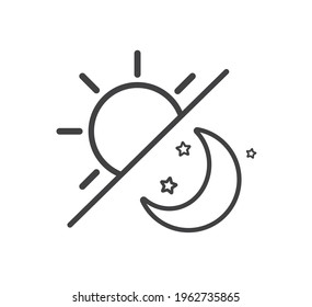 Sun and moon icon isolated on white background. Day and night. Vector illustration.
