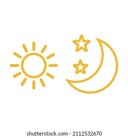 Sun and moon icon isolated on white background. Day and night. 