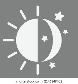 Sun and moon icon isolated on gray background. Day and night icon. Vector illustration