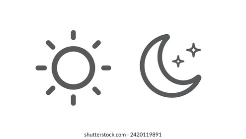 Sun and moon icon isolated on white background. day and night icon set. Vector illustration.