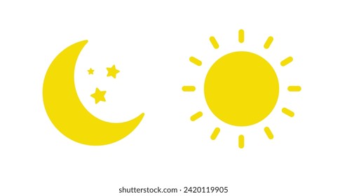 Sun and moon icon isolated on white background. day and night icon set. Vector illustration.