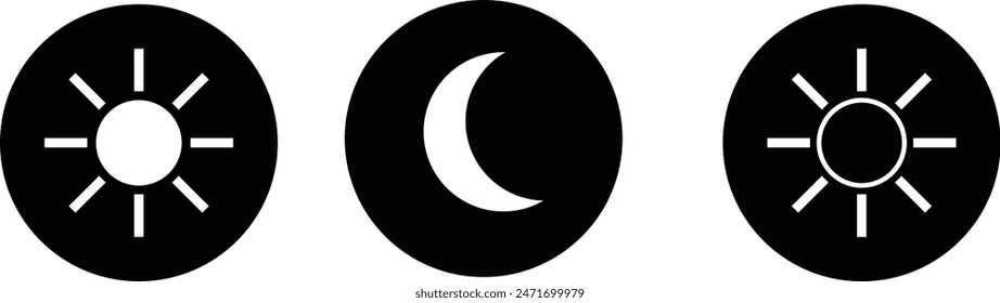 Sun and moon icon isolated on white background. Day and night. Vector illustration eps 10.