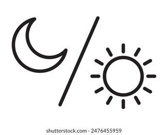 Sun and moon icon isolated on white background. Day and night line icon. Vector illustration.