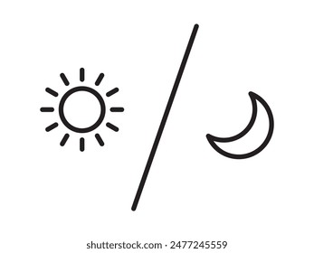 Sun and moon icon isolated on white background. Day and night line icon.