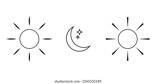 Sun and moon icon isolated on white background eps 10.