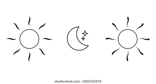 Sun and moon icon isolated on white background eps 10.