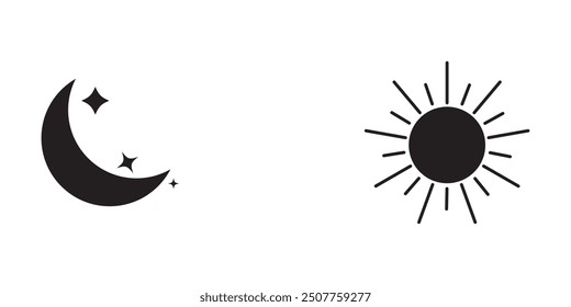Sun and moon icon isolated on white background. Day and night. Vector design eps 10