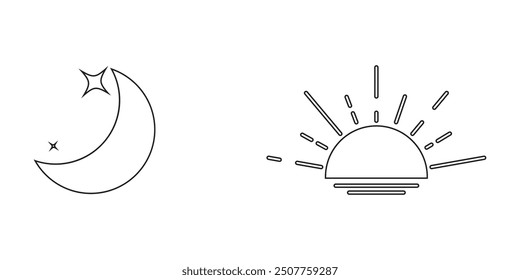 Sun and moon icon isolated on white background. Day and night. Vector design eps 10