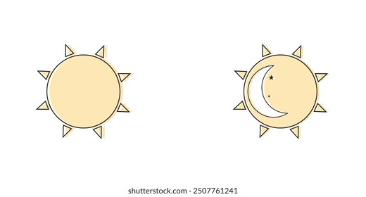 Sun moon icon isolated on white background design eps 10