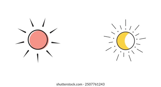 Sun moon icon isolated on white background design eps 10