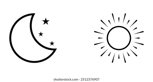 Sun and moon icon isolated on white background. Day and night. Vector illustration. design eps 10