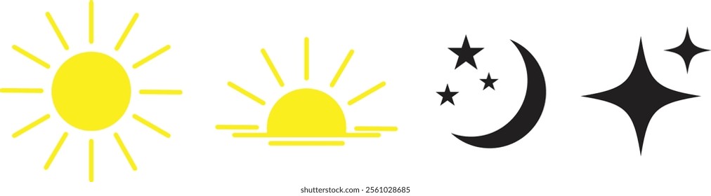 sun and moon icon isolated on white background. vector eps10