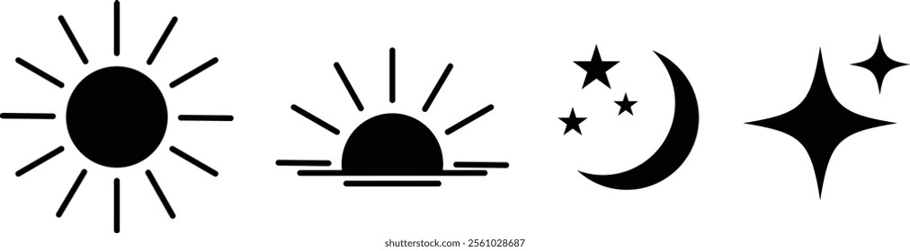 sun and moon icon isolated on white background. vector eps10