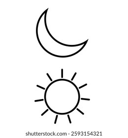 Sun and Moon icon isolated on white background. day and night symbol. eps