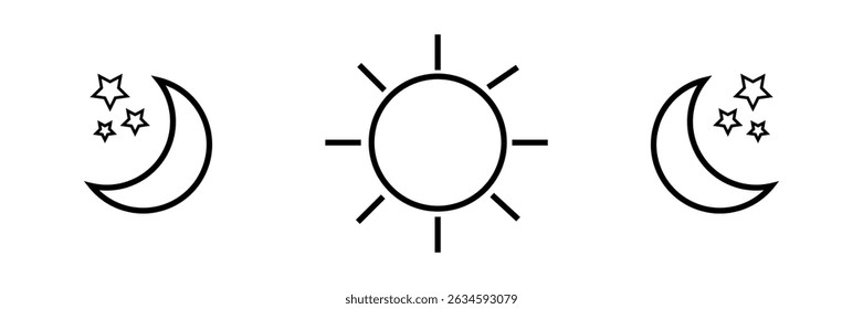Sun and moon icon isolated on white background. Day and night. Vector illustration,eps10