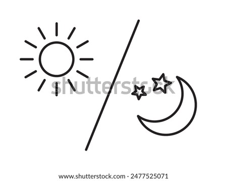 Sun and moon icon isolated on white background. Day and night line icon.