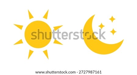 Sun and moon icon isolated on white background. Day and night icon. Vector illustration.