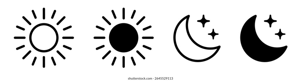 Sun moon icon isolated vector sign symbol.