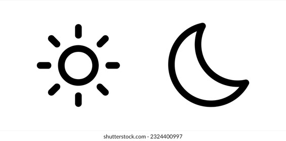 sun and moon icon line style, vector 10 eps.