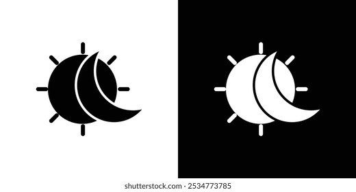 Sun and moon icon linear logo isolated