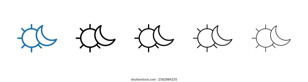 Sun and moon icon Outline vector logo for web ui