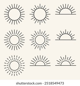 sun or moon icon set design bundle vector collection