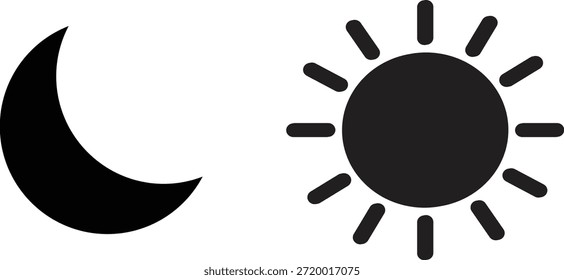 Ícone do Sol e da Lua mostrando o ciclo dia e noite, conceito de astronomia, símbolo de tempo e design gráfico mínimo