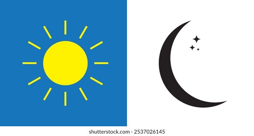 Sun and moon icon. Sign sun and moon. Flat illustration isolated on white background.