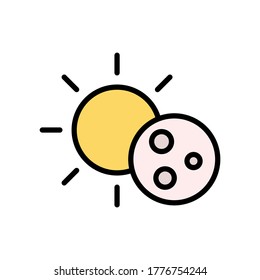 Sonne, Mondsymbol. Einfache Farbe mit umrissenen Vektorelementen für Vorhersagesymbole für i und ux, Website oder mobile Anwendungen