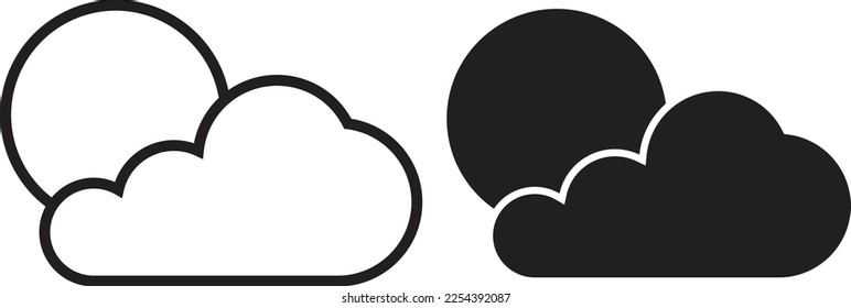 Icono de sol y luna simple línea de estilo plano de moda y sólido Isolación vectorial sobre fondo blanco. Para aplicaciones, logotipo, sitios web, símbolo , UI, UX, gráfico y diseño web. EPS 10.
