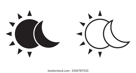 Sun moon icon. Switch element button for light or dark theme design eps 10.