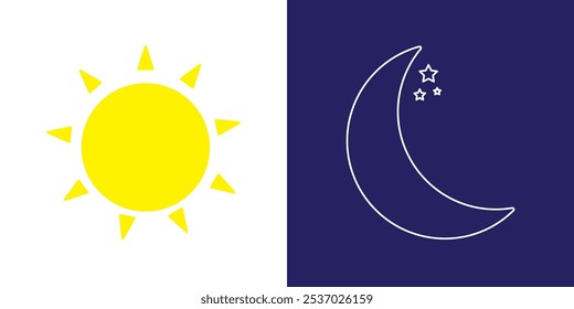 Signo de día y noche del Vector del icono del sol y de la luna