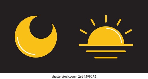 Sun and moon icon vector day and night icon set