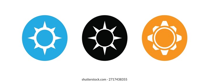 Symbol für Sonne und Mond, Symbol für Tag und Nacht. Symbole für den dunklen und hellen Modus , Helligkeits- und Kontraststufenzeichen und Symbole für die Benutzeroberfläche und die Web-Elemente der App.