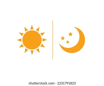 Sun and moon icon. Vector illustration.